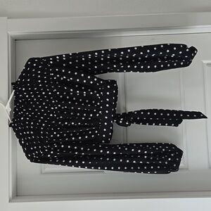 Boohoo Crop black and white polka dot top